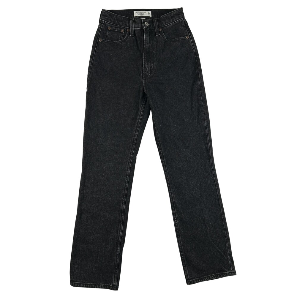 Abercrombie & Fitch Ankle Straight Jeans Womens 23/000 Charcoal Ultra High Rise